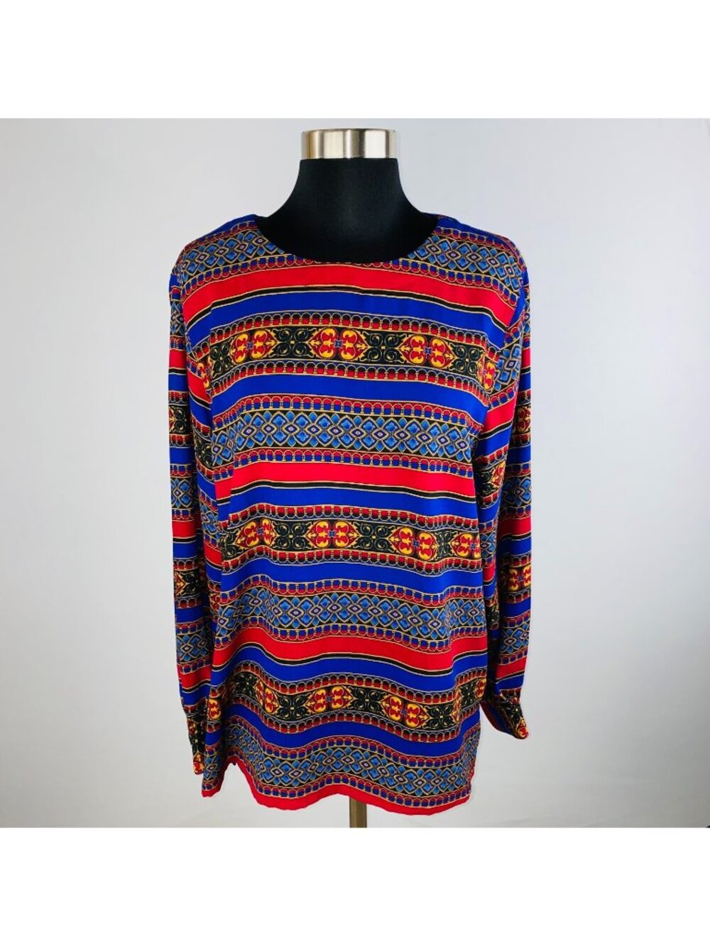 Alfred Dunner Top Womens Colorful Vintage Lightly Padded Long Sleeve 14